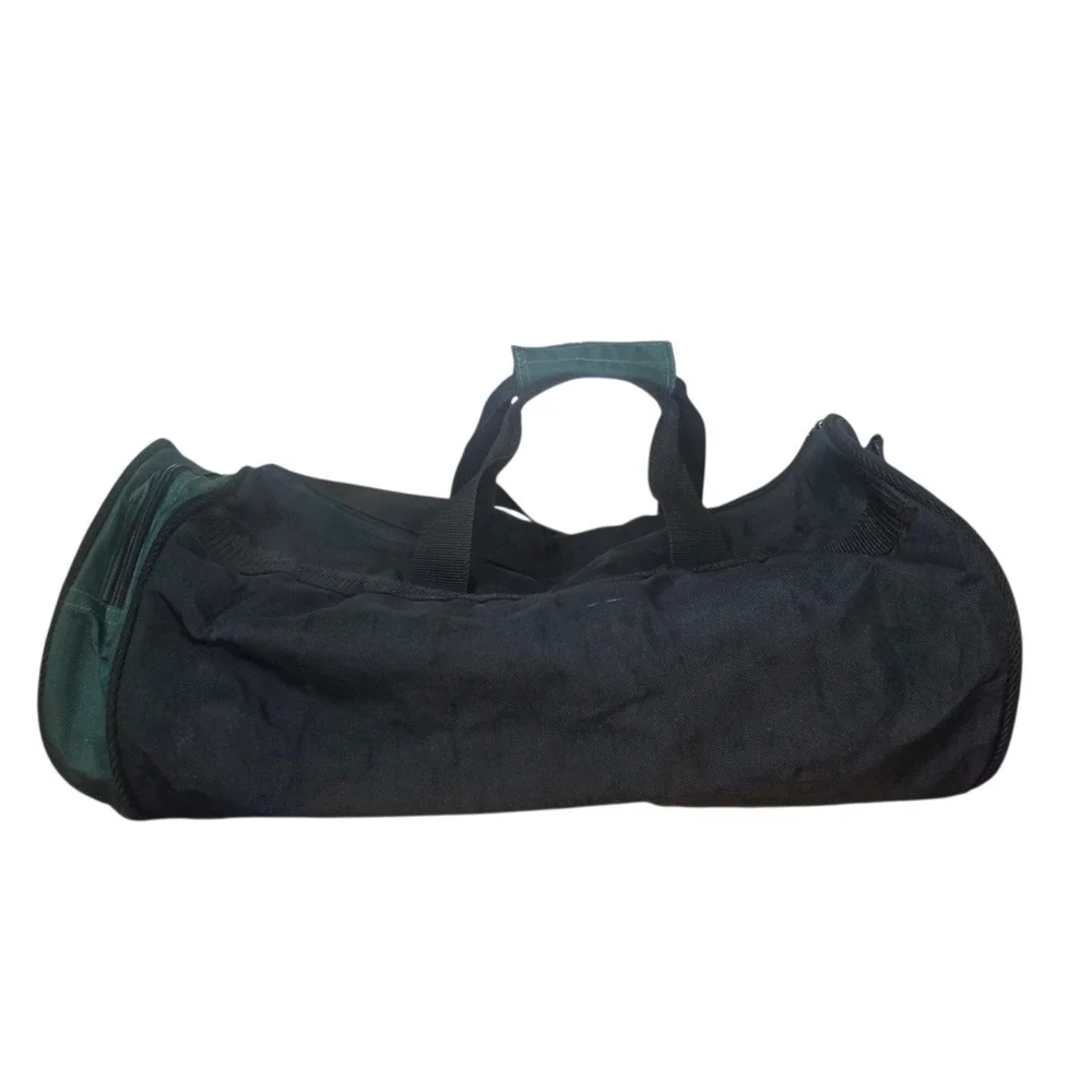 Vintage Reebok Green Black Barrel Duffle Gym Bag Detachable Shoulder Strap